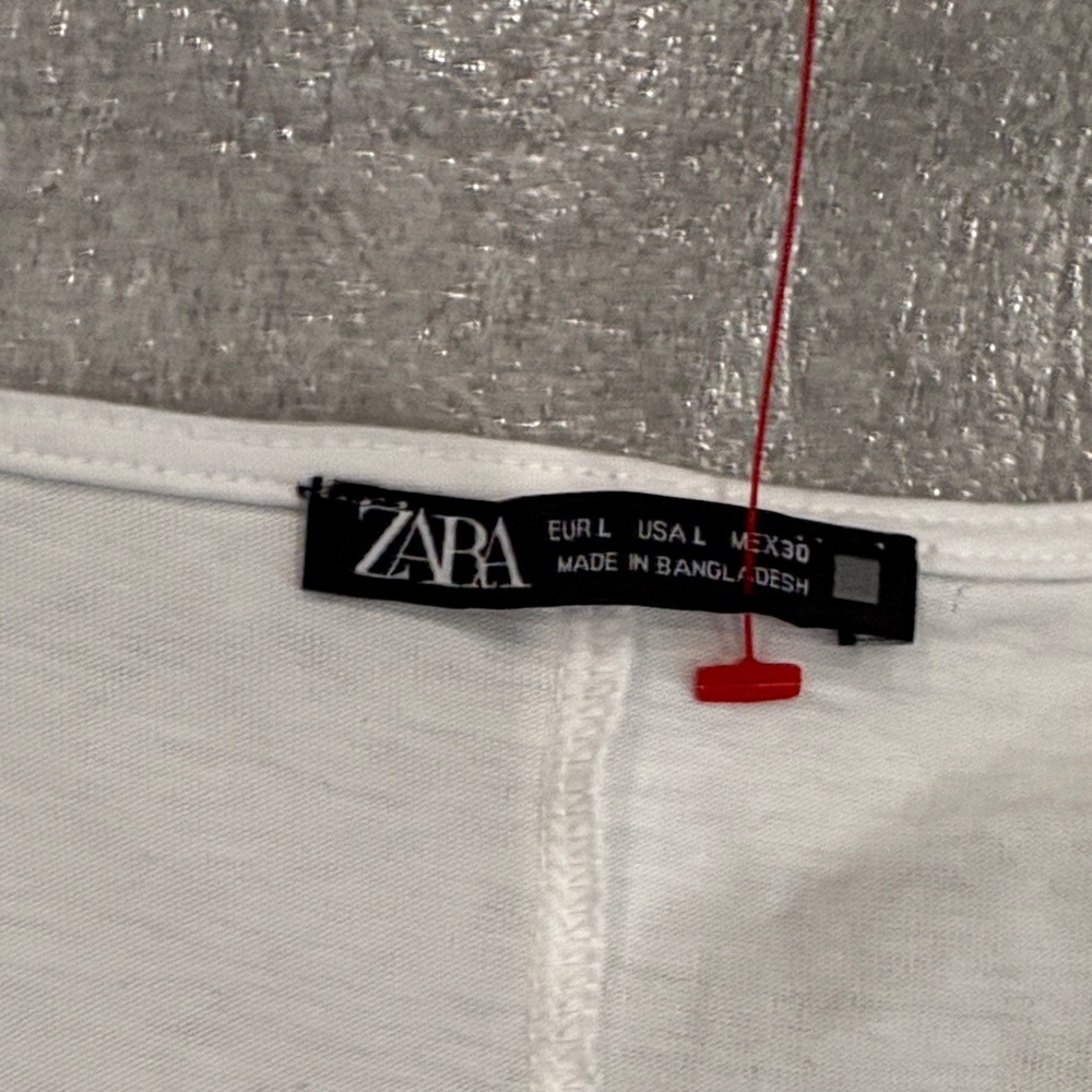 ZARA MATCHING POPLIN DRESS White Green Size L - Picture 7 of 7